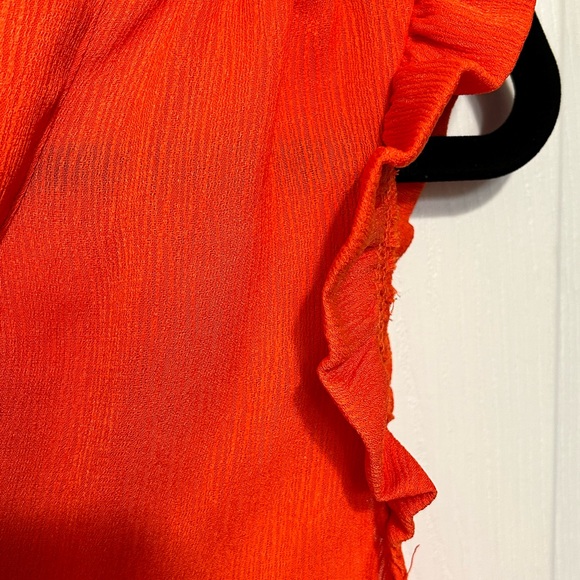 EUC Orange Bow neck sleeveless Blouse large - Picture 2 of 5